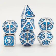 Silver with Sky Blue Lacquer Dice
